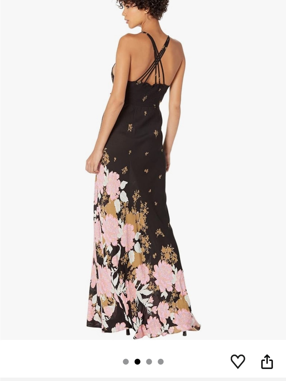 Free people Black Floral V-Neck Maxi Dress XL - Picture 2 of 4